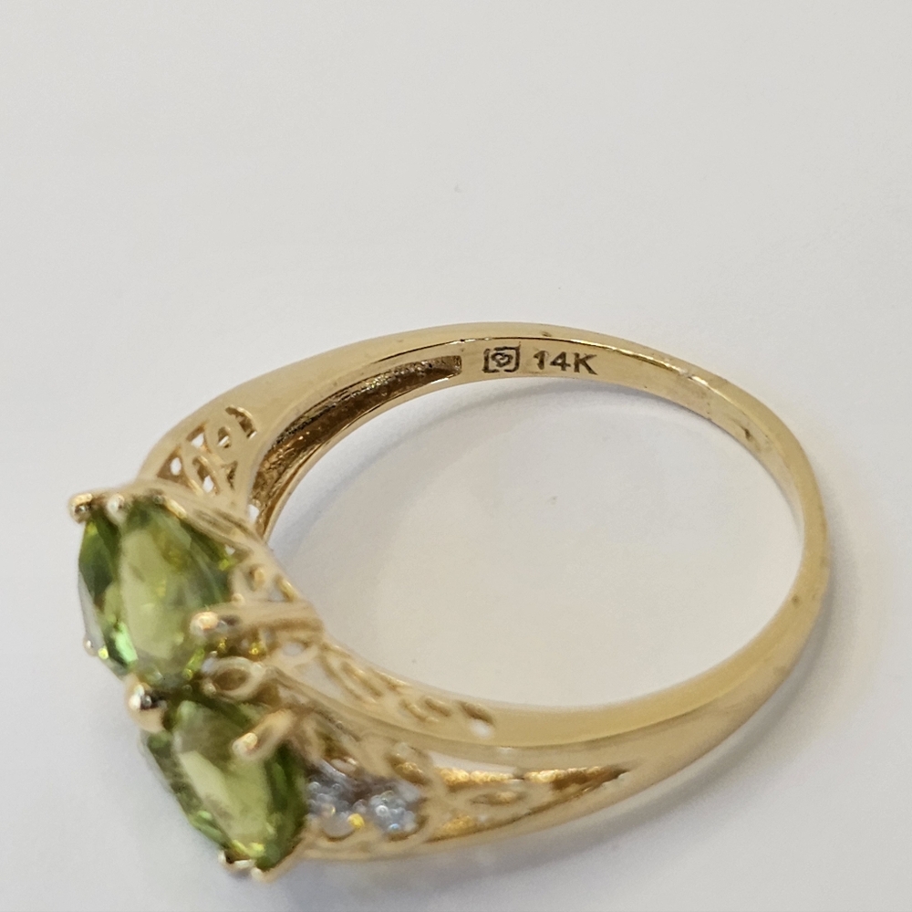 Michelle Albala Peridot & Diamond Ring 14K Yellow Gold Size 8! - Picture 4 of 7